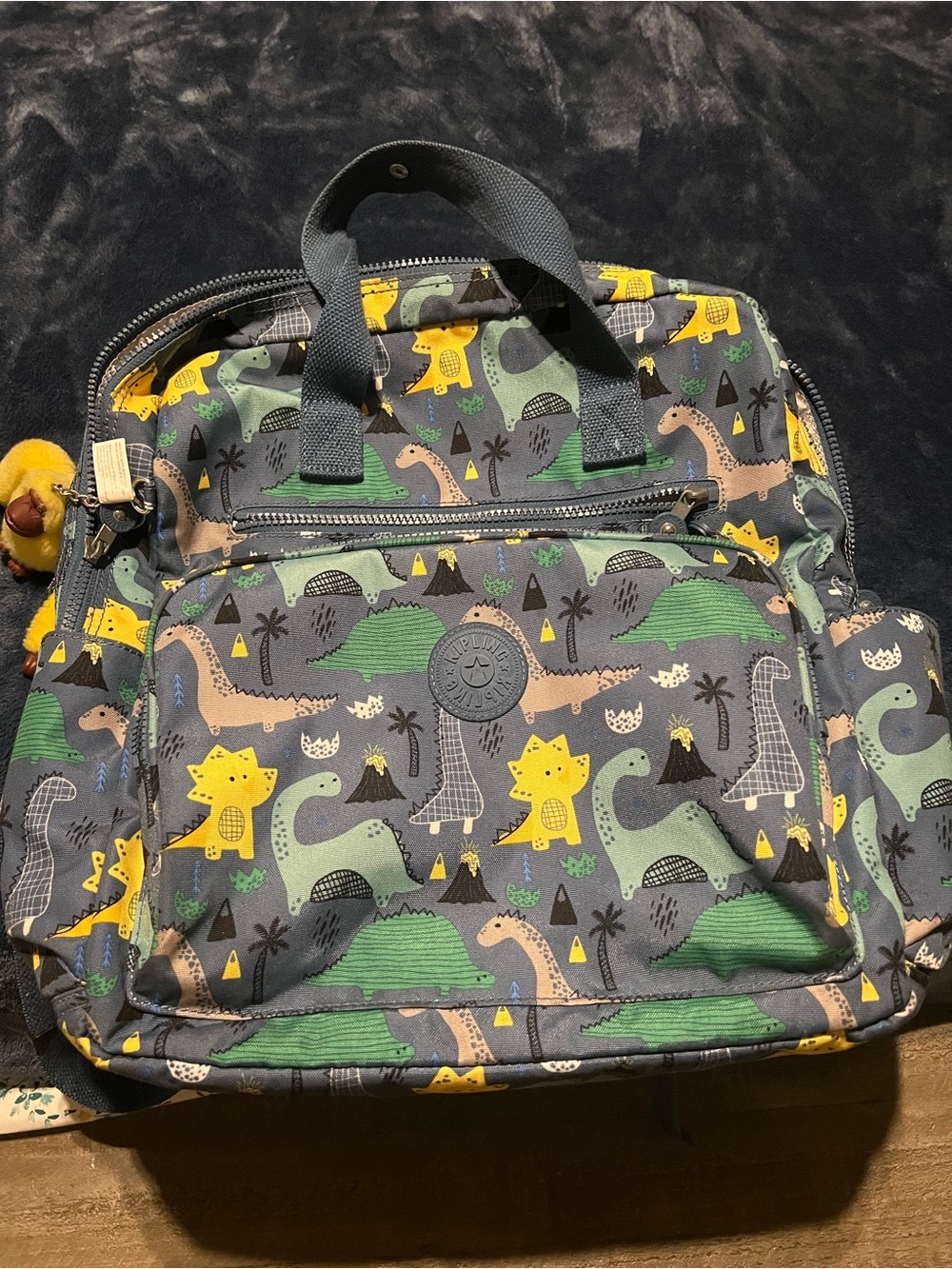 Kipling Kids Dinosaur Backpack - Gray with Yellow & Green
